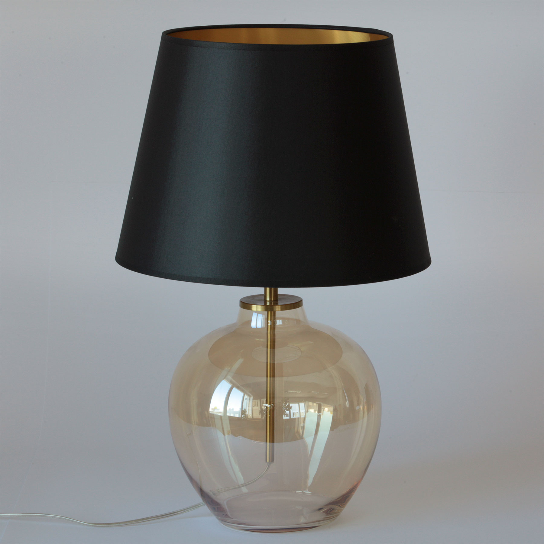 Elegante Glas-Vasenlampe TIM – Bernstein/Schwarz