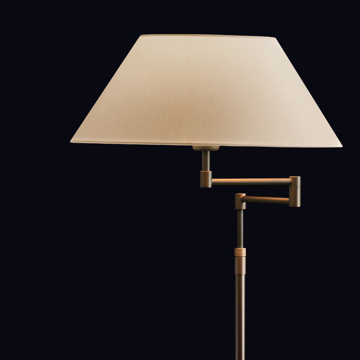 Fig. 4: Oberfläche Fumé matt, Chintz-Schirm Champagner Brass floor light 6348 with fabric shade and jointed arm: Oberfläche Fumé matt, Chintz-Schirm Champagner
