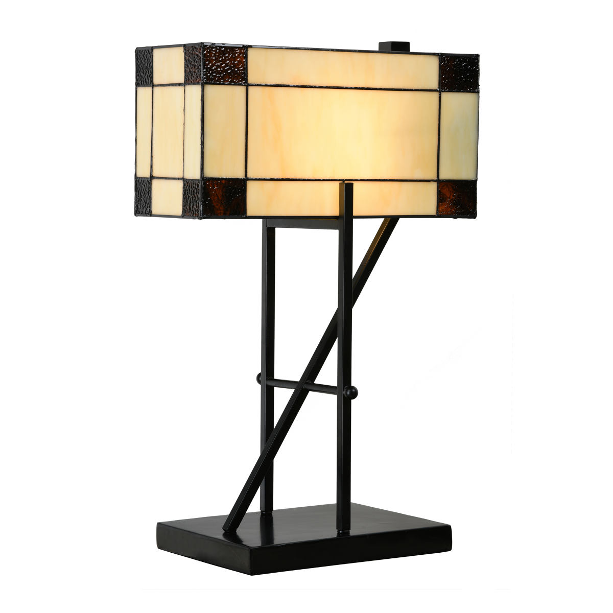 Mondrian-style Tiffany glass table light