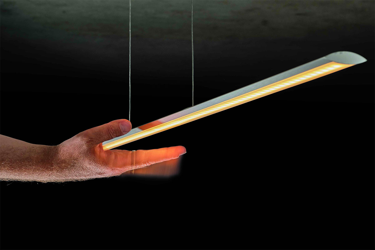 Moderne Balken-Hängeleuchte EPSILON mit Gesten-Steuerung, 83 – 163 cm: Gesten-Steuerung