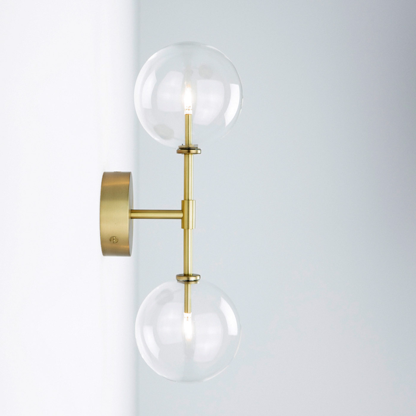 Elegante Doppel-Glaskugel-Wandleuchte DAWN DUAL, Bild 1 Elegante Doppel-Glaskugel-Wandleuchte DAWN DUAL, Bild 1