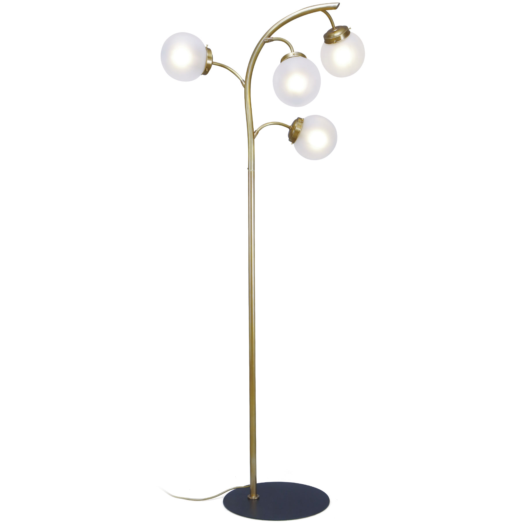 Artistic Floor Lamp with Glass Globes on Brass „Twigs“