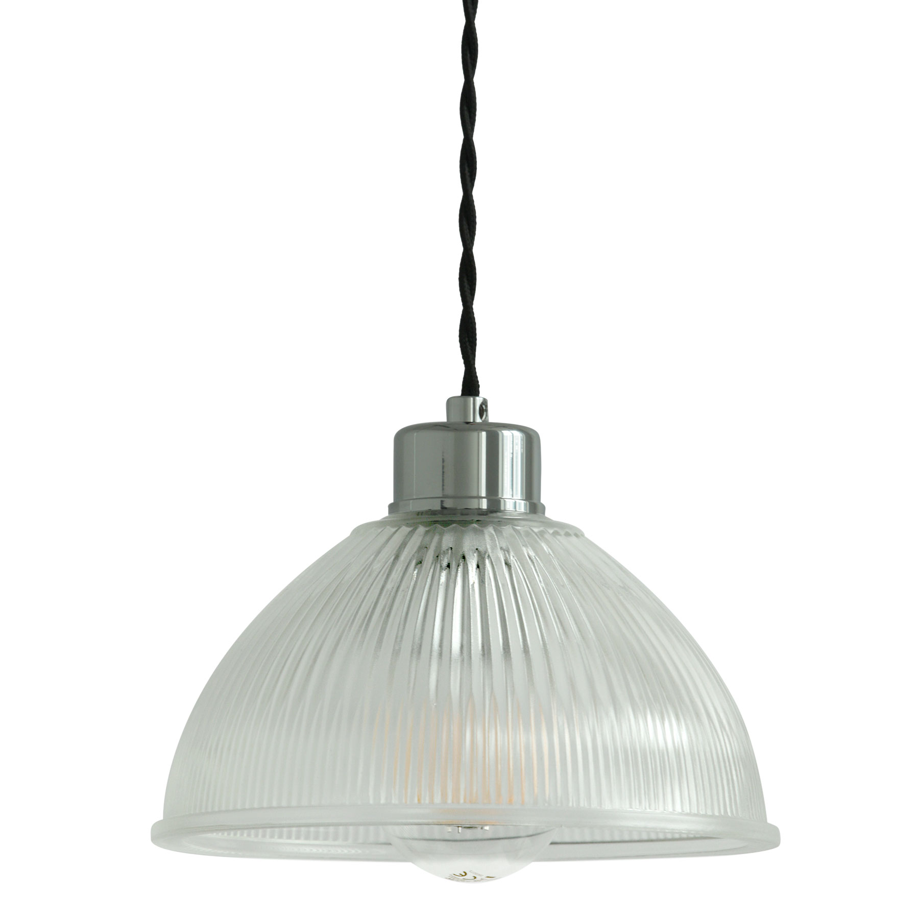 Kleine Hängeleuchte mit Holophanglas-Schirm z.B. für Theken