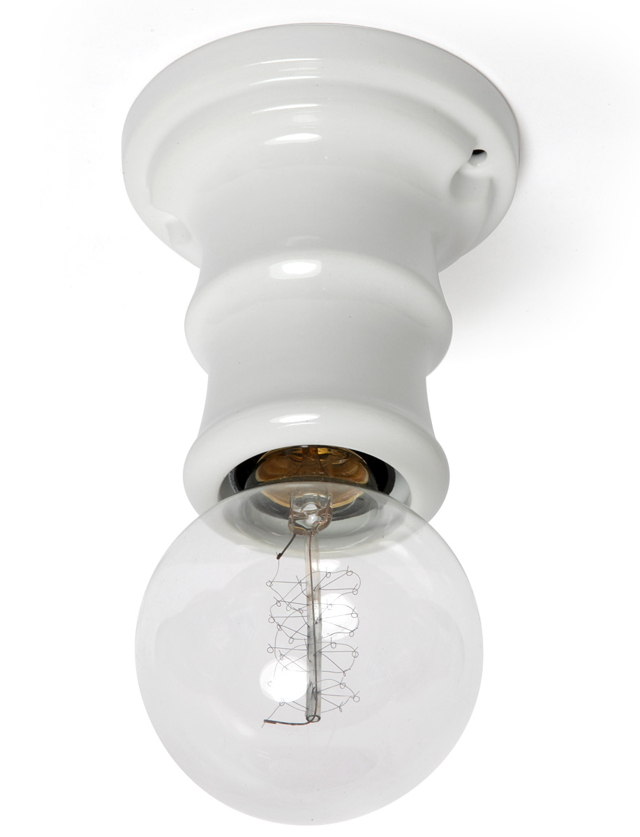 ANDROMEDA 80 Kleine Deckenleuchte aus Keramik: Nostalgischer Charme: kleine Deckenleuchte ANDROMEDA aus glasierter Keramik, mit „Globe“-Glühlampe