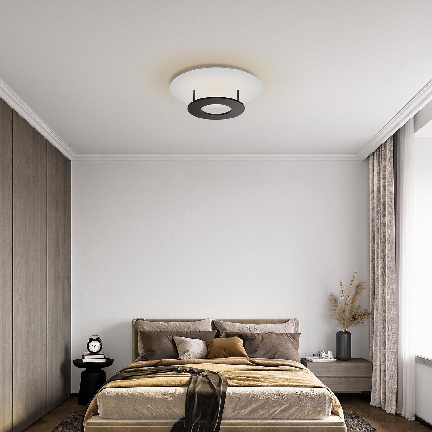 Sehr helle LED-Deckenleuchte NOVA D für indirektes Licht, Ø 50 cm: Abgebildet in schwarz