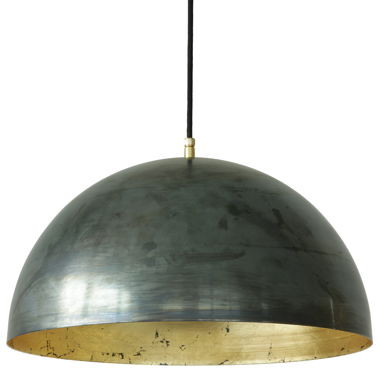 Handgefertigte Halbkugel-Hängeleuchte mit goldener Innenseite Handgefertigte Halbkugel-Hängeleuchte mit goldener Innenseite