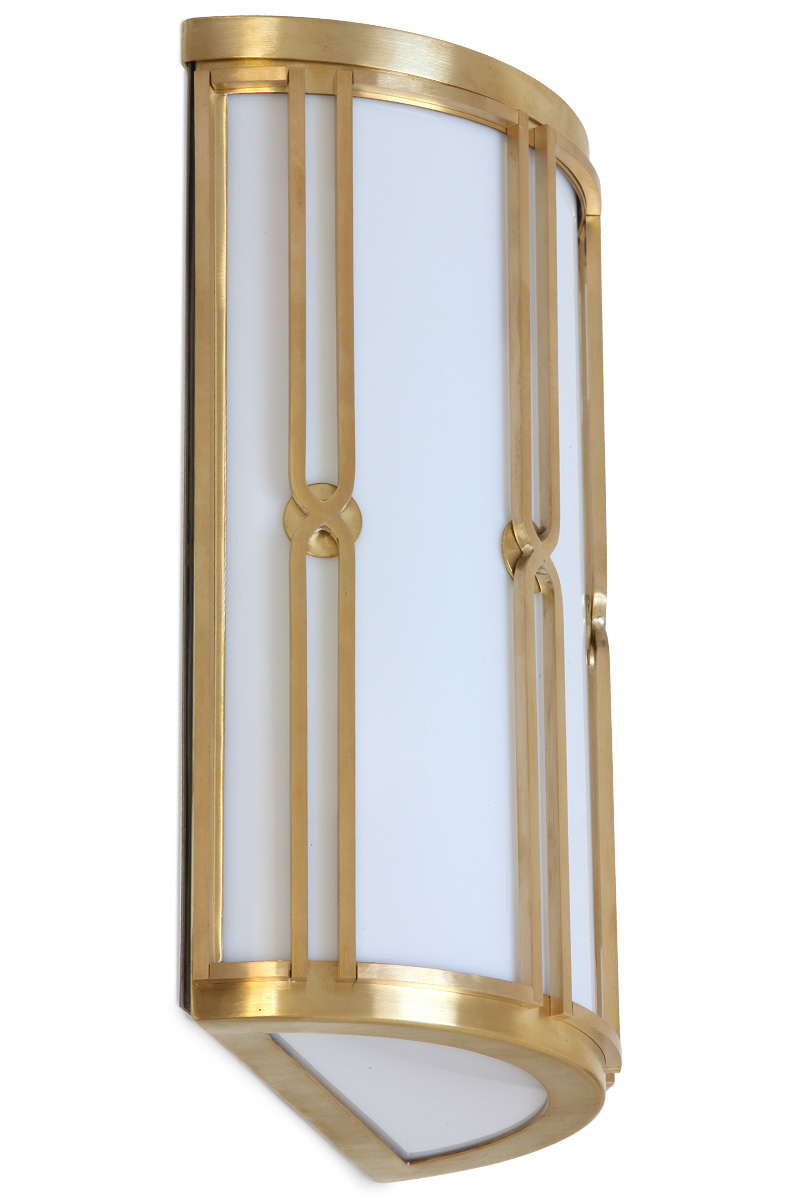 Kleine, halbrunde ART DÉCO-Wandleuchte S21 aus Messing Kleine, halbrunde ART DÉCO-Wandleuchte S21 aus Messing