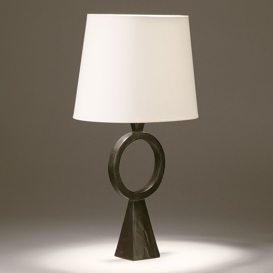 Precious bronze cast table light MAX with fabric shade Precious bronze cast table light MAX with fabric shade