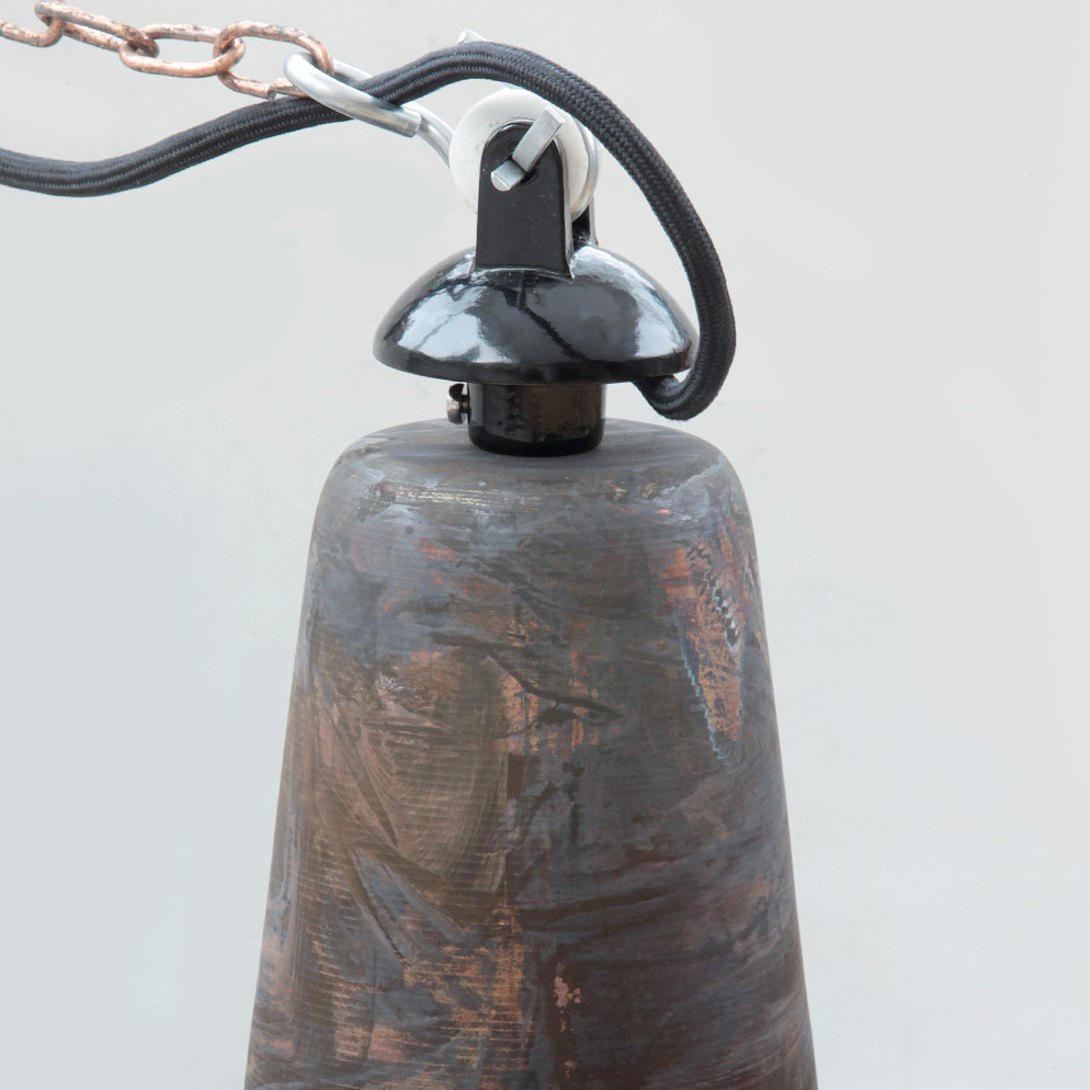 KÖLN Kupfer-Hängeleuchte mit Halbkugelschirm, Ø 20-50 cm: Kupfer patiniert mit Aluguss-Aufhängung und verkupferter Kette
