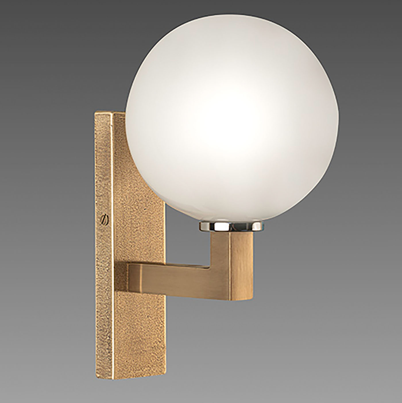 Small IP44 Wall Light with Opal Glass Globe, e.g. for Bathrooms ALV33: Das Modell in natur matt satiniert.