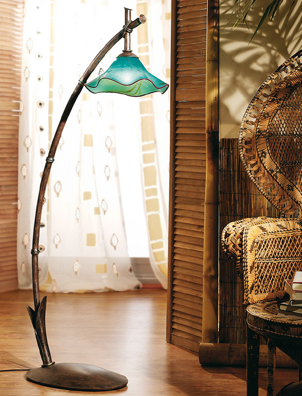 Exotic hand-forged floor lamp with Hawaiian glass, Fig. 3 Exotic hand-forged floor lamp with Hawaiian glass, Fig. 3