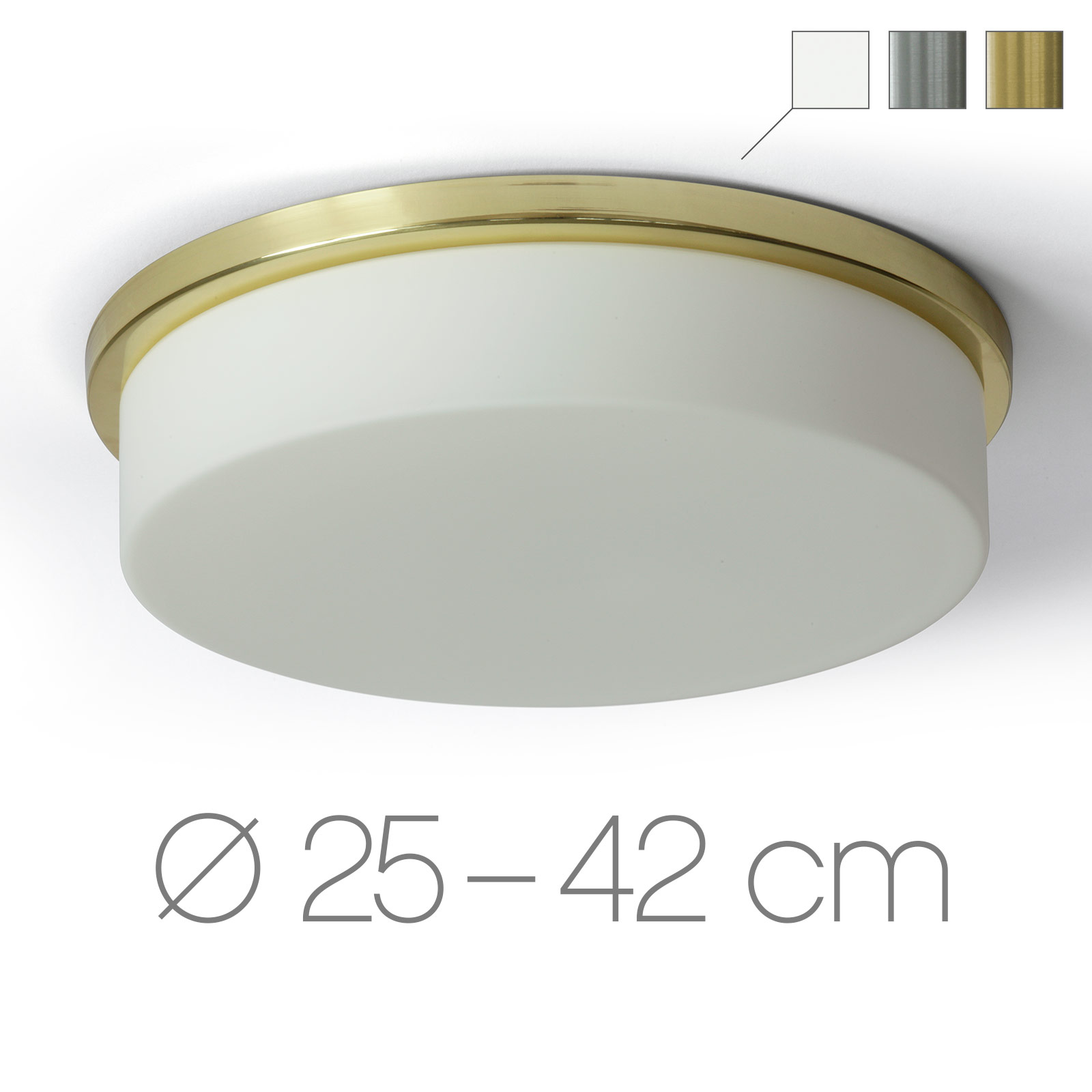 Zeitlose Opalglas-Deckenleuchte ELISA mit Zier-Ring, Ø 25–42 cm Zeitlose Opalglas-Deckenleuchte ELISA mit Zier-Ring, Ø 25–42 cm