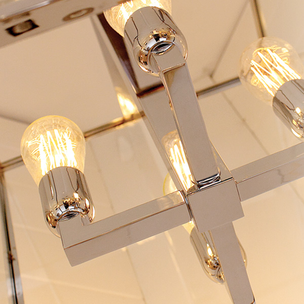 Bild 4: Detail der verchromten Pendelleuchte VITRINE Verglaste Messing-Hängeleuchte aus Belgien: Detail der verchromten Pendelleuchte