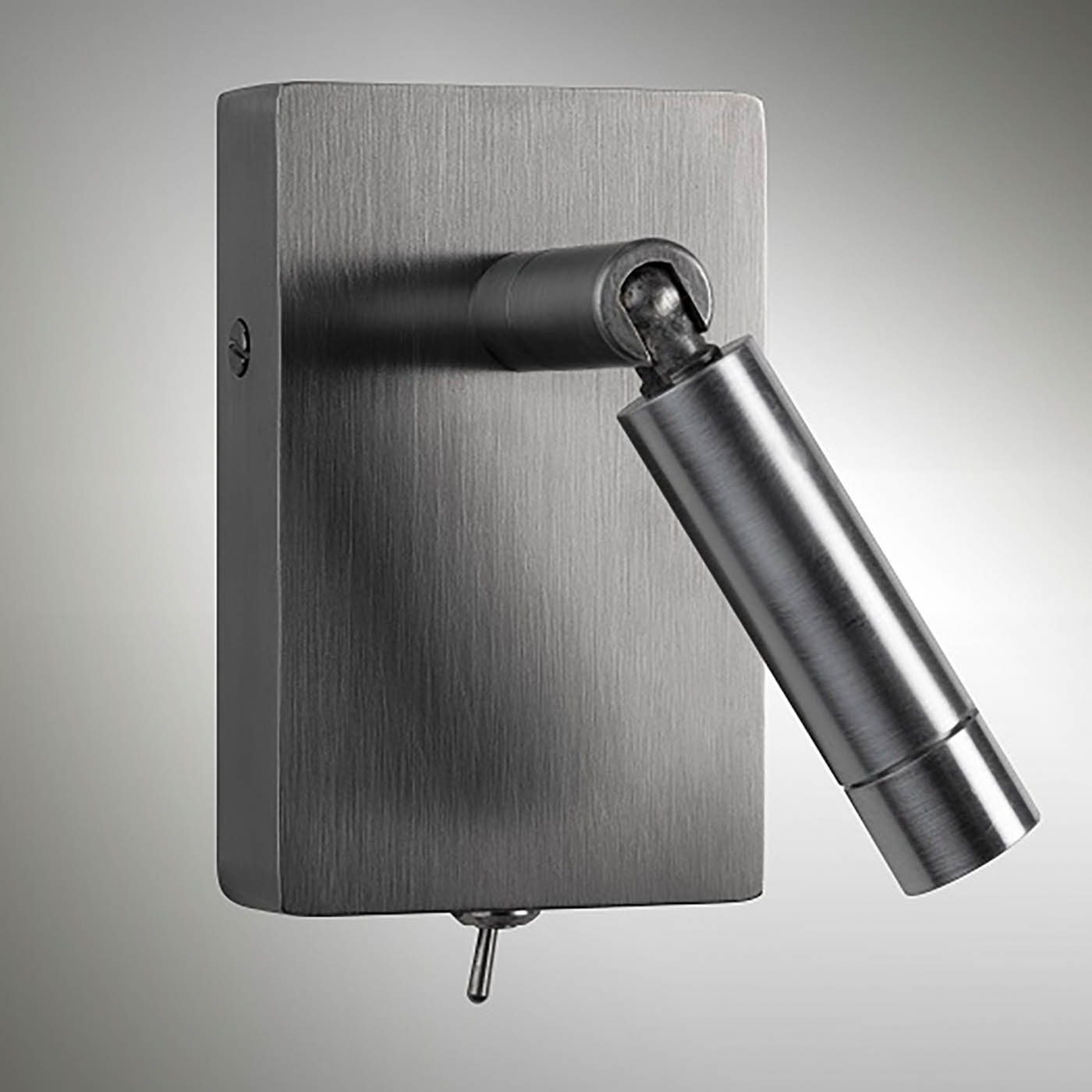 LED-Gelenk-Spot aus Messing, z. B. als Bettleuchte AL46: Das Modell mit Schalter in Nickel matt satiniert.