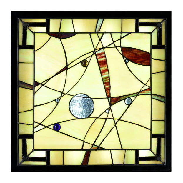 Quadratische Deckenleuchte in Tiffany-Technik 50 cm: (eingeschaltet)