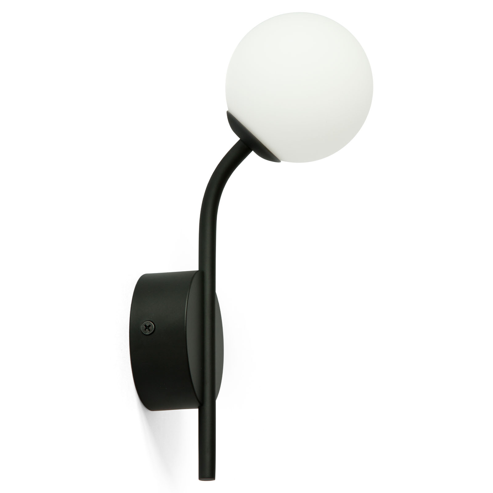 Kleine, elegante Kugel-Wandleuchte DOT Ø 8 cm: Die schlichte Kugel-Wandleuchte Ø 8 cm, hier in der matt-schwarzen Ausführung