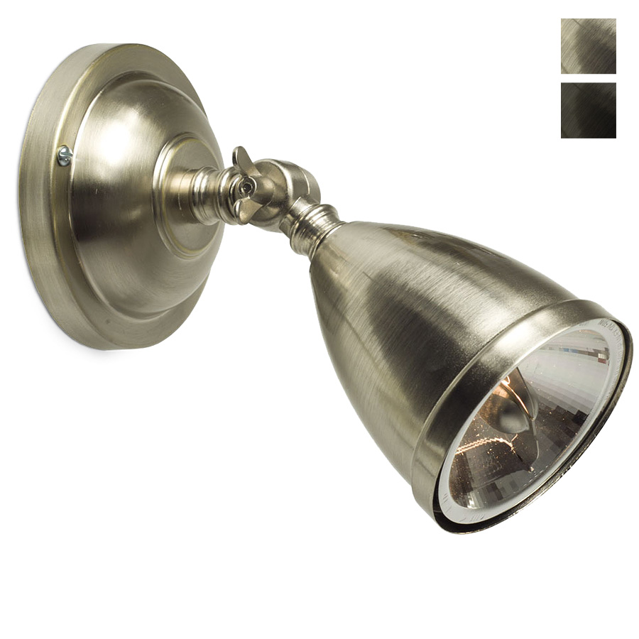 Adjustable nostalgic LED spotlight WHITBY made of brass