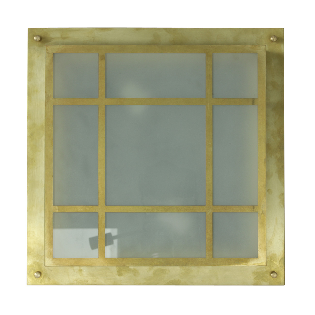 Quadratische vergitterte Kassetten-Deckenleuchte 40 cm: „Messing natur“