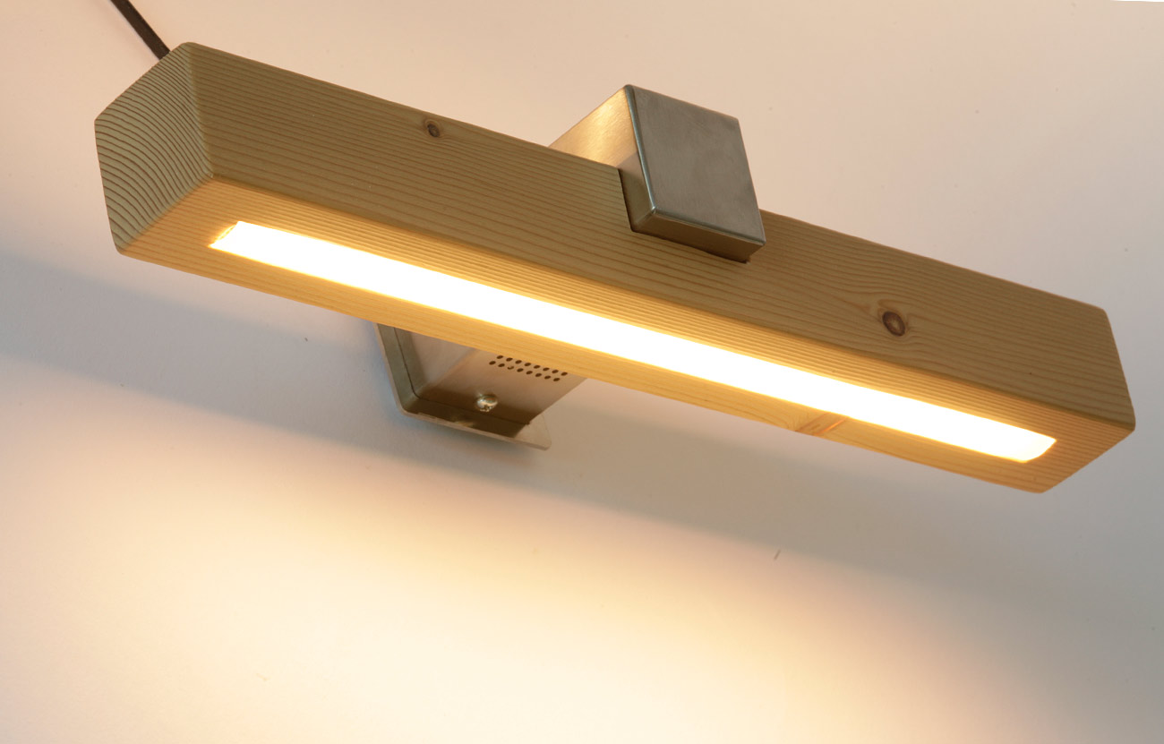 Up-Down-LED-Wandleuchte aus Massivholz, 40 cm: Fichte natur