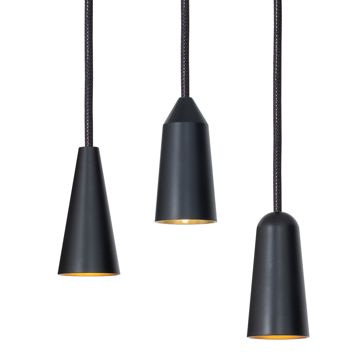 Sehr kleine Messing-Hängeleuchte BLACK MASSIV aus Schweden (Ø 5 cm) – Casa Lumi