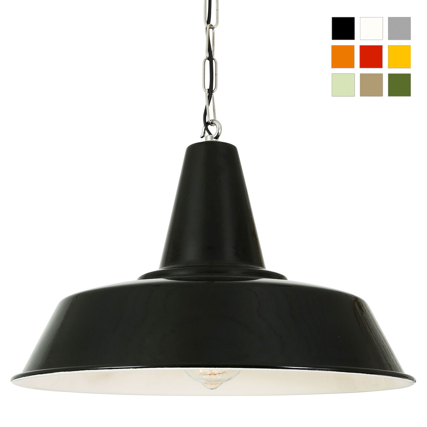 Schwarze Industriestil-Pendelleuchte 40 cm mit Kette Schwarze Industriestil-Pendelleuchte 40 cm mit Kette