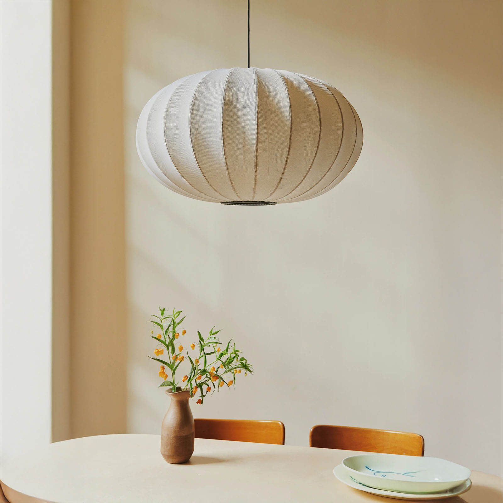 Lampion Design Pendant Light w/ Fabric Shade: KNIT-WIT OVAL, up to Ø 75 cm, many Colors  Lampion Design Pendant Light w/ Fabric Shade: KNIT-WIT OVAL, up to Ø 75 cm, many Colors