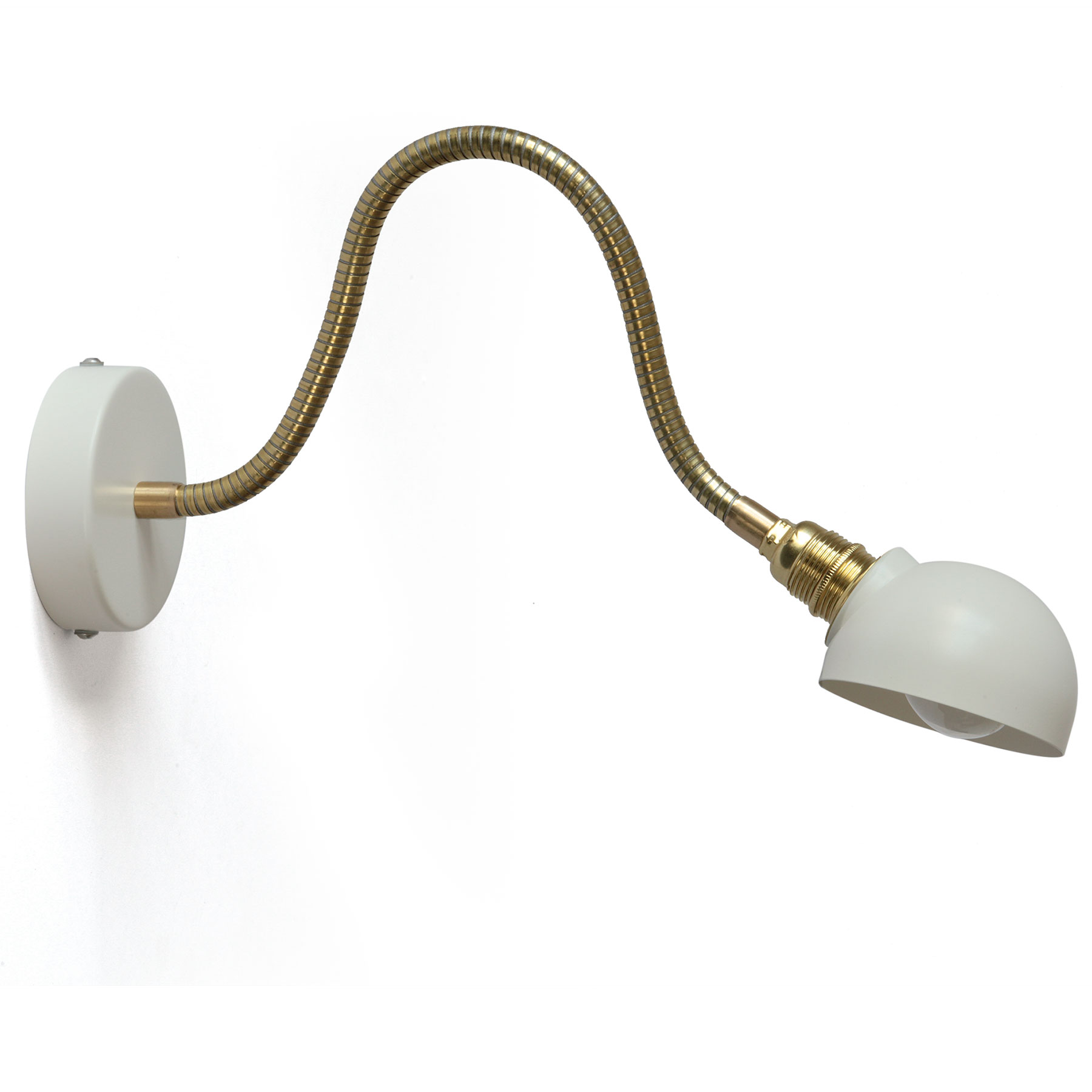Weiße Flex-Wandleuchte ÄRMEL EINARM mit Halbkugel-Reflektor