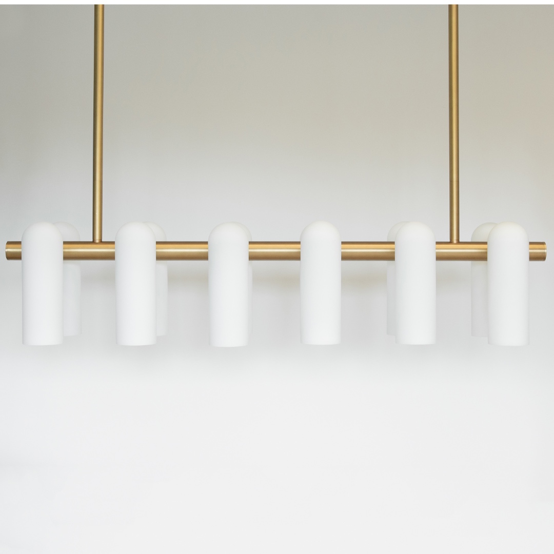 Eleganter Tisch-Leuchter ODYSSEY mit 12 Opalglas-Schirmen, ideal für Esstische, Bild 4