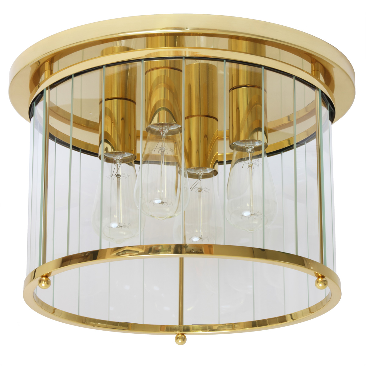Große Messing-Deckenleuchte mit Glasstreifen GÜNZBURG IV, Ø 40 cm Große Messing-Deckenleuchte mit Glasstreifen GÜNZBURG IV, Ø 40 cm