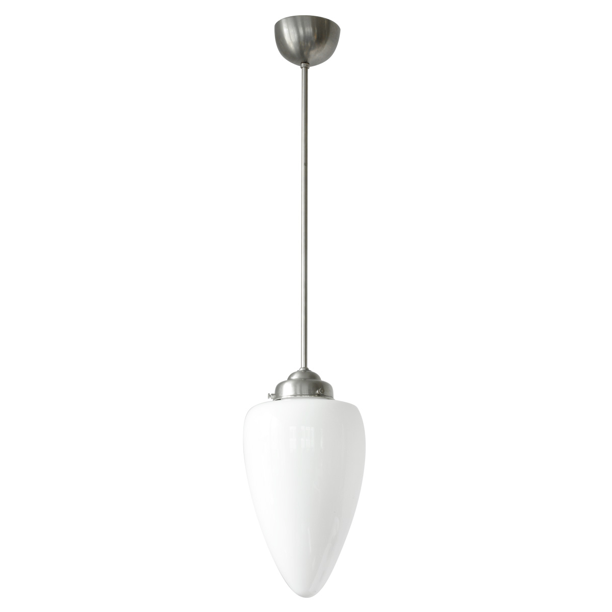 Stab-Pendellampe mit großem Zapfen-Opalglas Stab-Pendellampe mit großem Zapfen-Opalglas