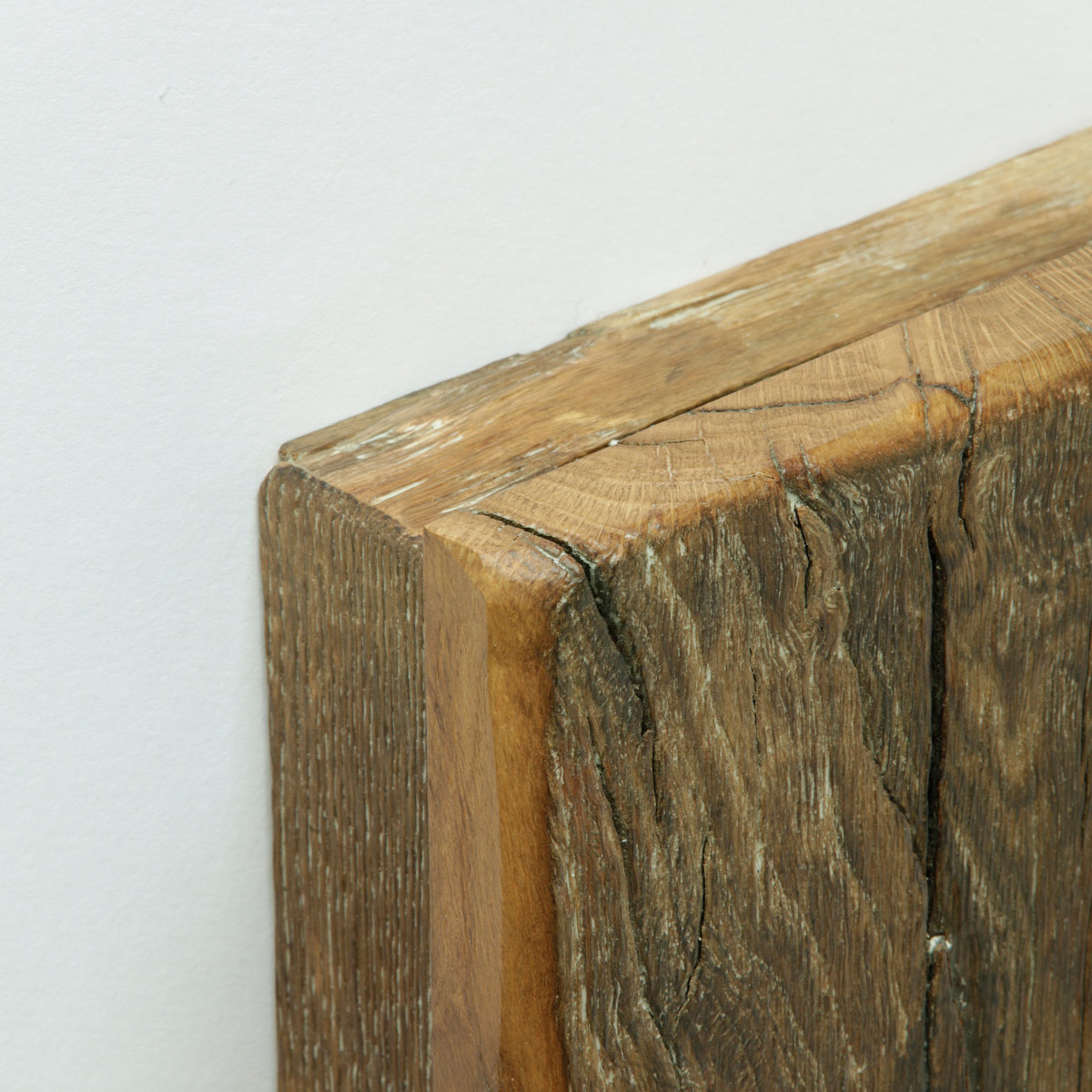 Quadratische Wandleuchte aus antikem Massivholz (20 cm): Eiche antik