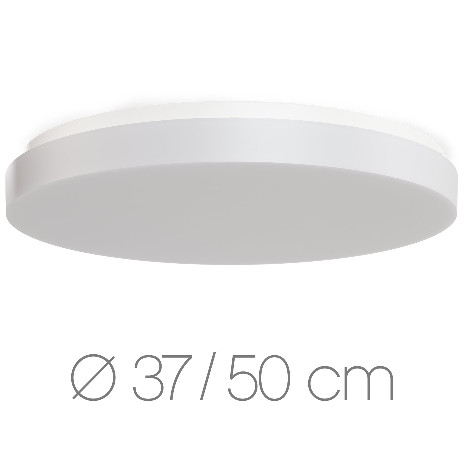 Extra-flache LED-Deckenleuchte mit Opalglas CATRINA, Ø 37–50 cm: Die extra-flache, große LED-Deckenleuchte überzeugt mit schönem Opalglas und großem Einsatzspektrum (hier Größe L/50 cm)