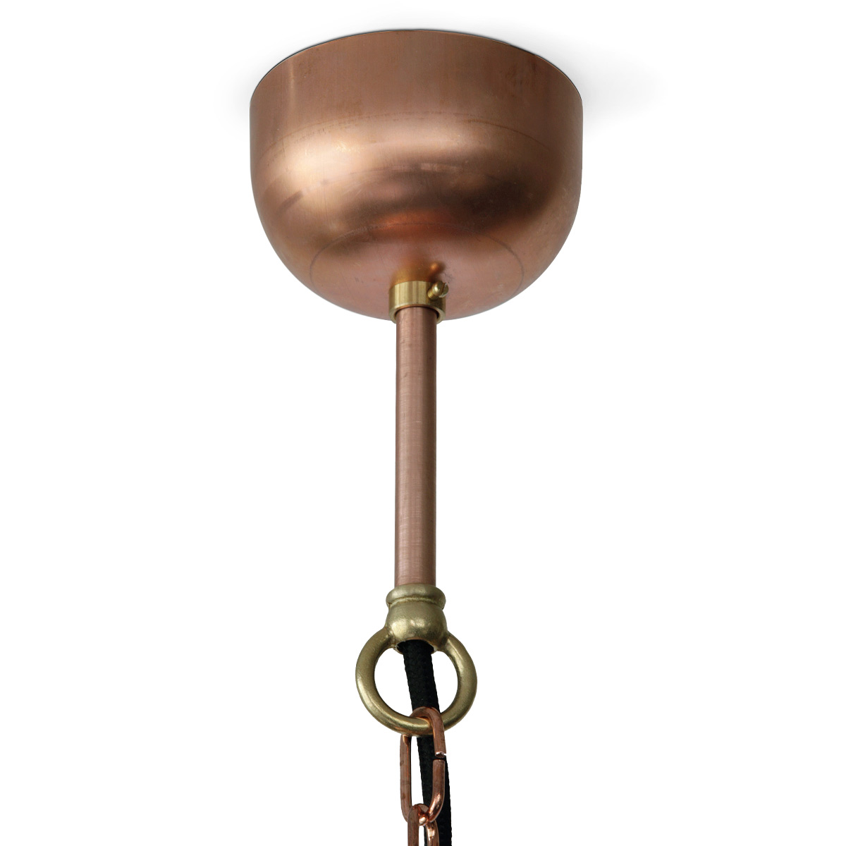 BREMEN Kupfer-Hängeleuchte mit Zylinderglas: Baldachin Ø 8 cm, Kupfer roh