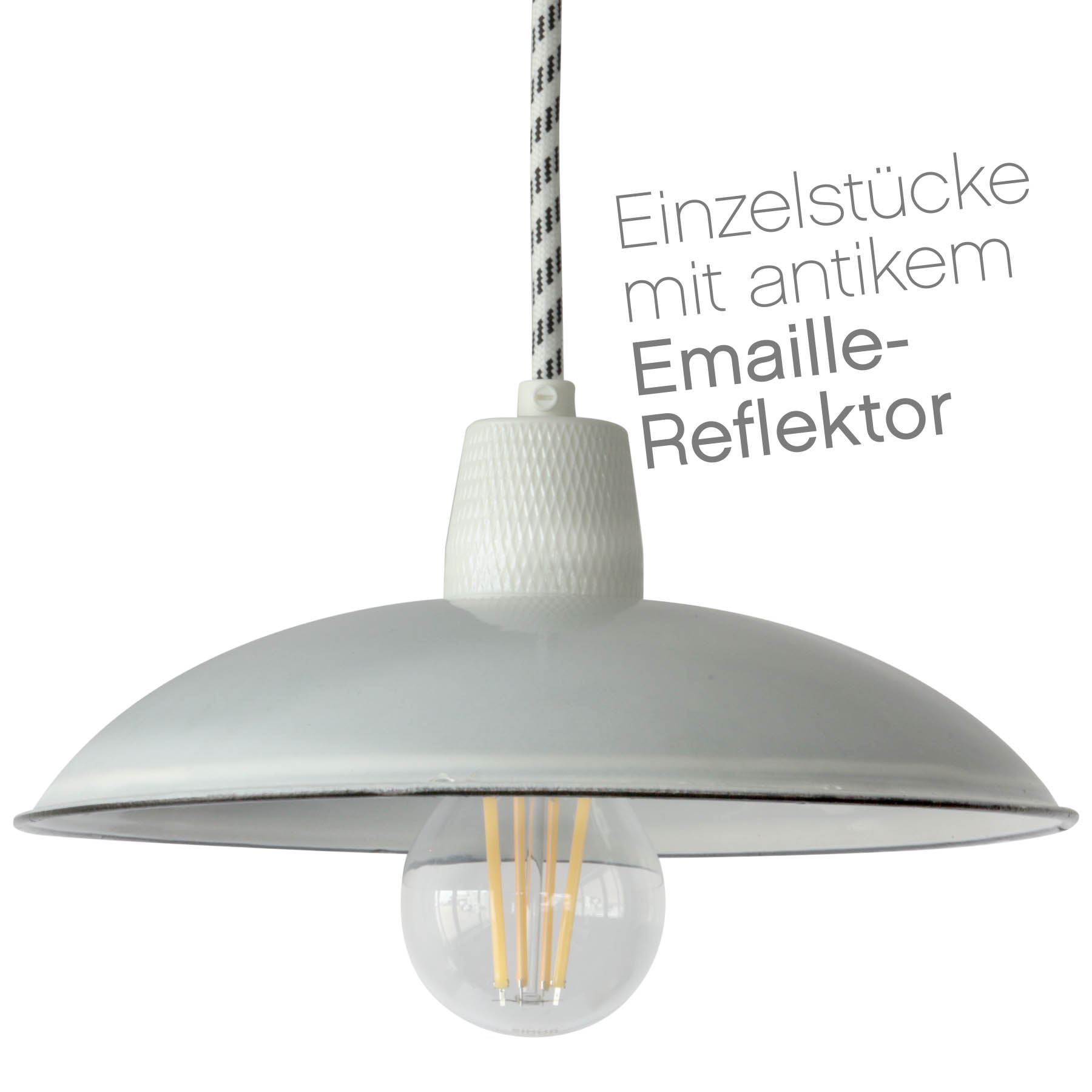 Einzelstücke mit antikem Emaille-Schirm: Hängeleuchte 240 mm Einzelstücke mit antikem Emaille-Schirm: Hängeleuchte 240 mm