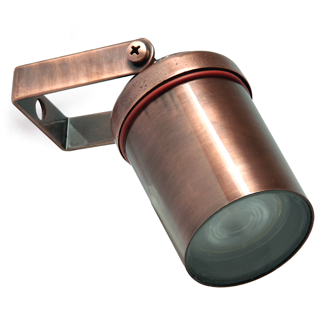 Small brass bracket cylinder spotlight, waterproof, IP64: Alt-Kupfer patiniert, matt