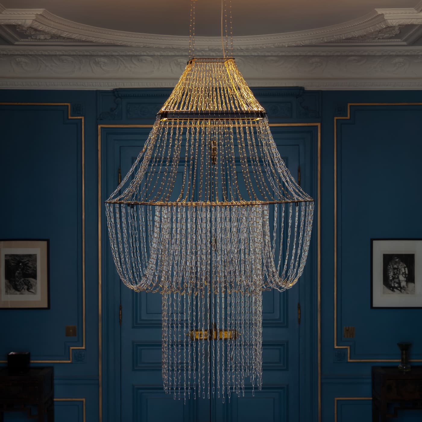 Extravaganter Edelstahl-Kronleuchter LAMPE C