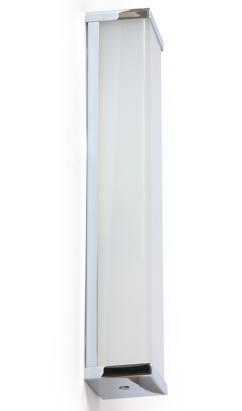 Tall chrome wall light e.g. for bathroom mirrors, LED