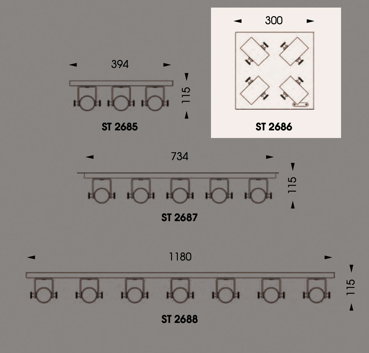 Quadratische Deckenstrahler-Leuchte mit vier GU10-Spots ST2686, Bild 6