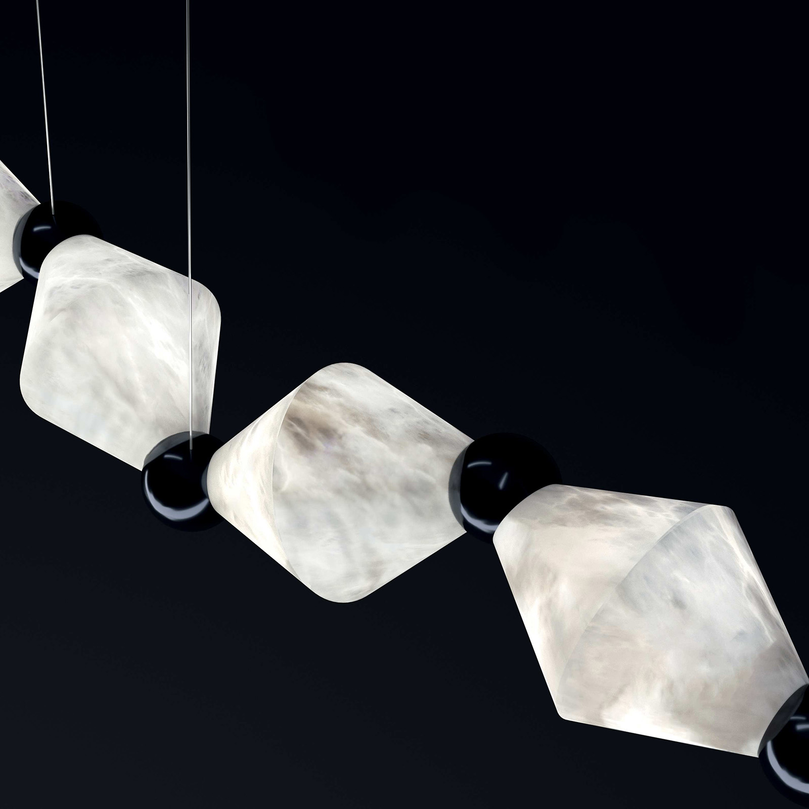 Bild 7: 09 dunkelblau glänzend Italienische Luxuxs-Hängeleuchte mit Alabaster-Segmenten CHRONOS: 09 dunkelblau glänzend