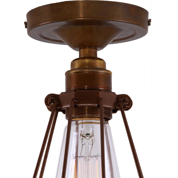 Urige „Edison“-Lampe mit Schutzkäfig, als Deckenleuchte, Bild 5