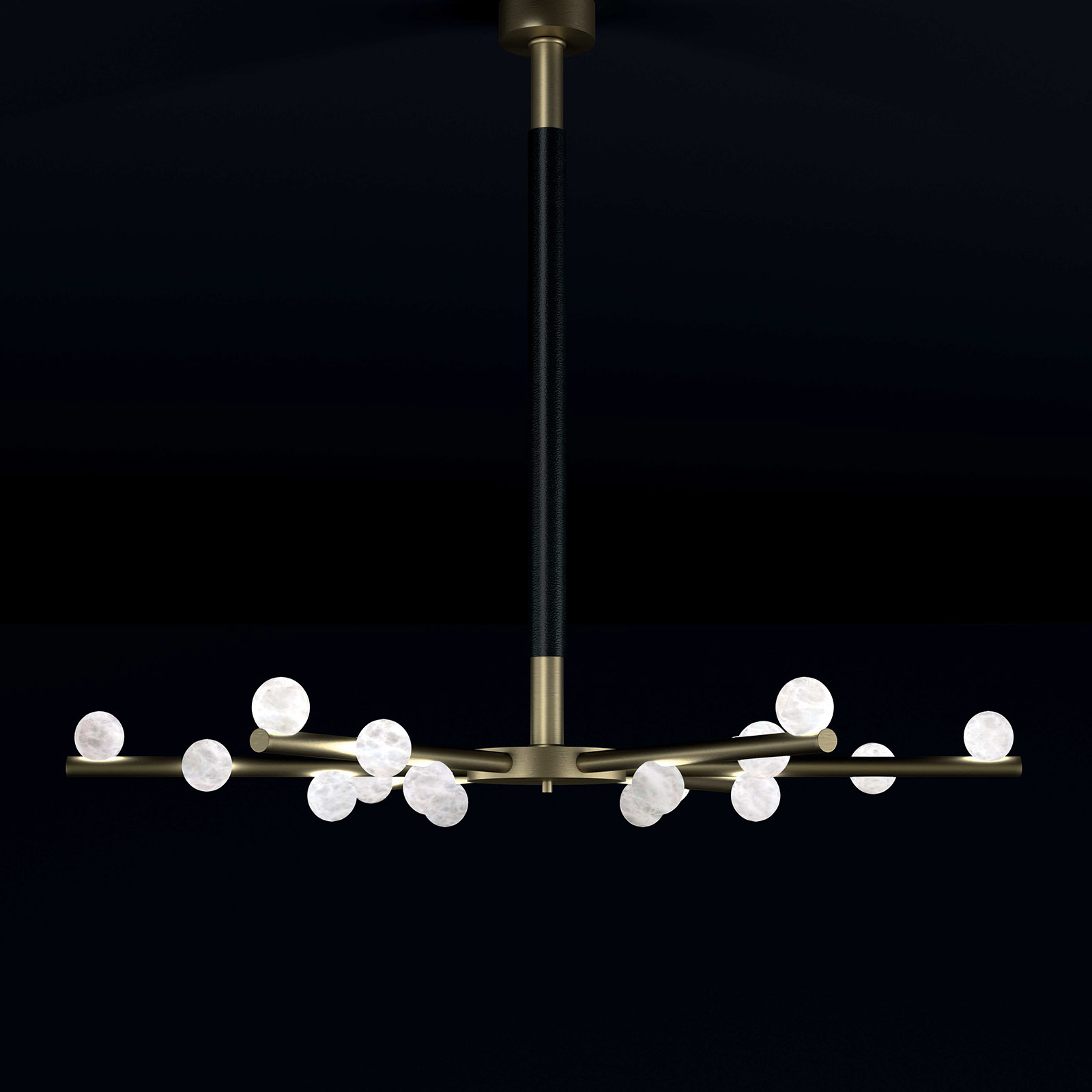 Luxurious Suspended Chandelier With 18 Spheres Made of Alabaster DEMETRA Luxurious Suspended Chandelier With 18 Spheres Made of Alabaster DEMETRA