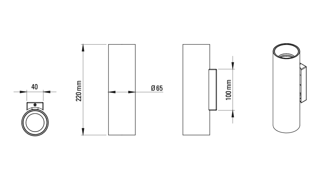 Up & Down-Wandstrahler TOBO in schwarz, weiß oder Messing, Bild 6 Up & Down-Wandstrahler TOBO in schwarz, weiß oder Messing, Bild 6