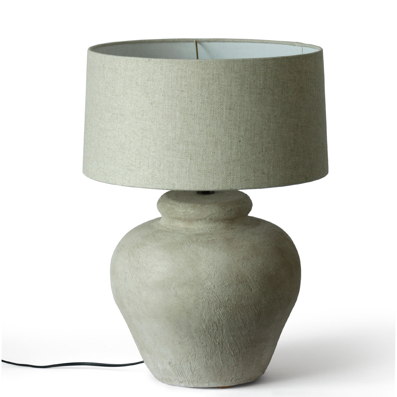 Ceramic Vase Lamp with Cylindric Fabric Shade VANIZ