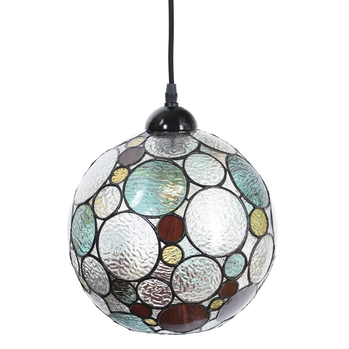 Spheric Pendant Lamp crafted from Circular Coloured Glass Panes Ø 25 cm Spheric Pendant Lamp crafted from Circular Coloured Glass Panes Ø 25 cm