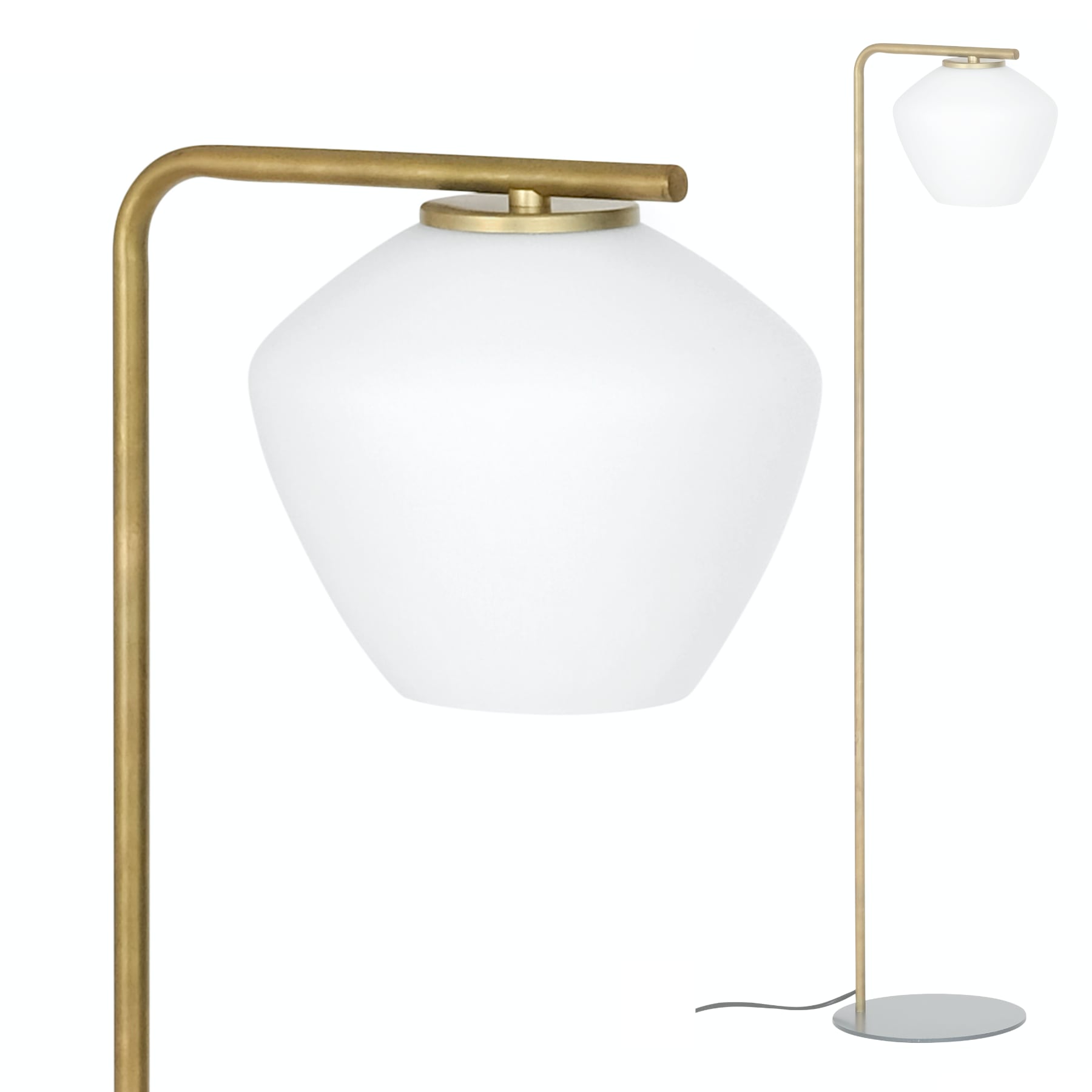 Floor lamp made of raw brass and satined glass DEKA