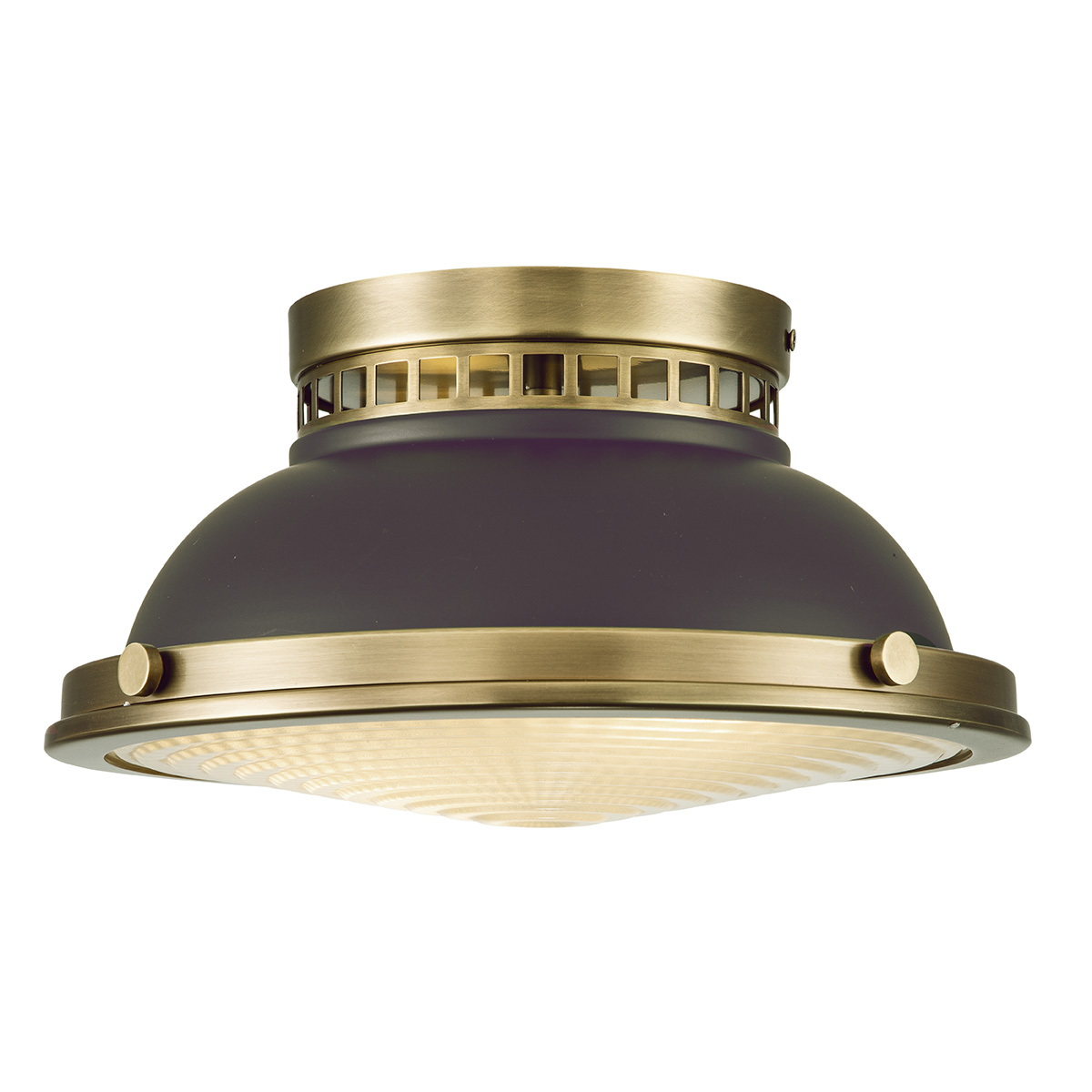 Runde Deckenleuchte mit Pressglas-Diffusor, Dunkelbronze, Ø 32 cm