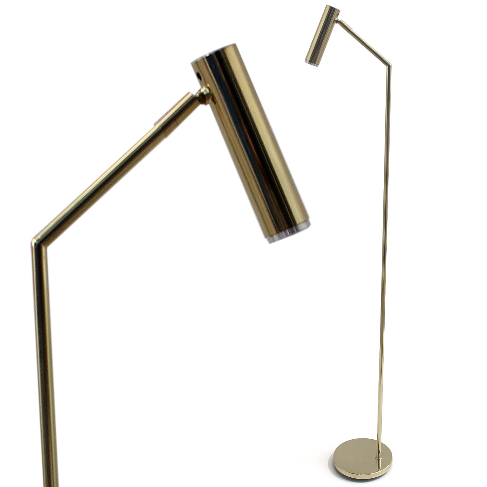 Slim brass floor light with reading spot OEIL