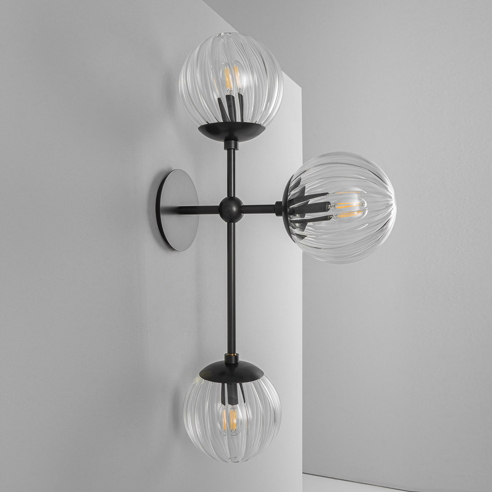 3-flamed Glass Globe Wall Sconce ARMSTRONG TRIPLE