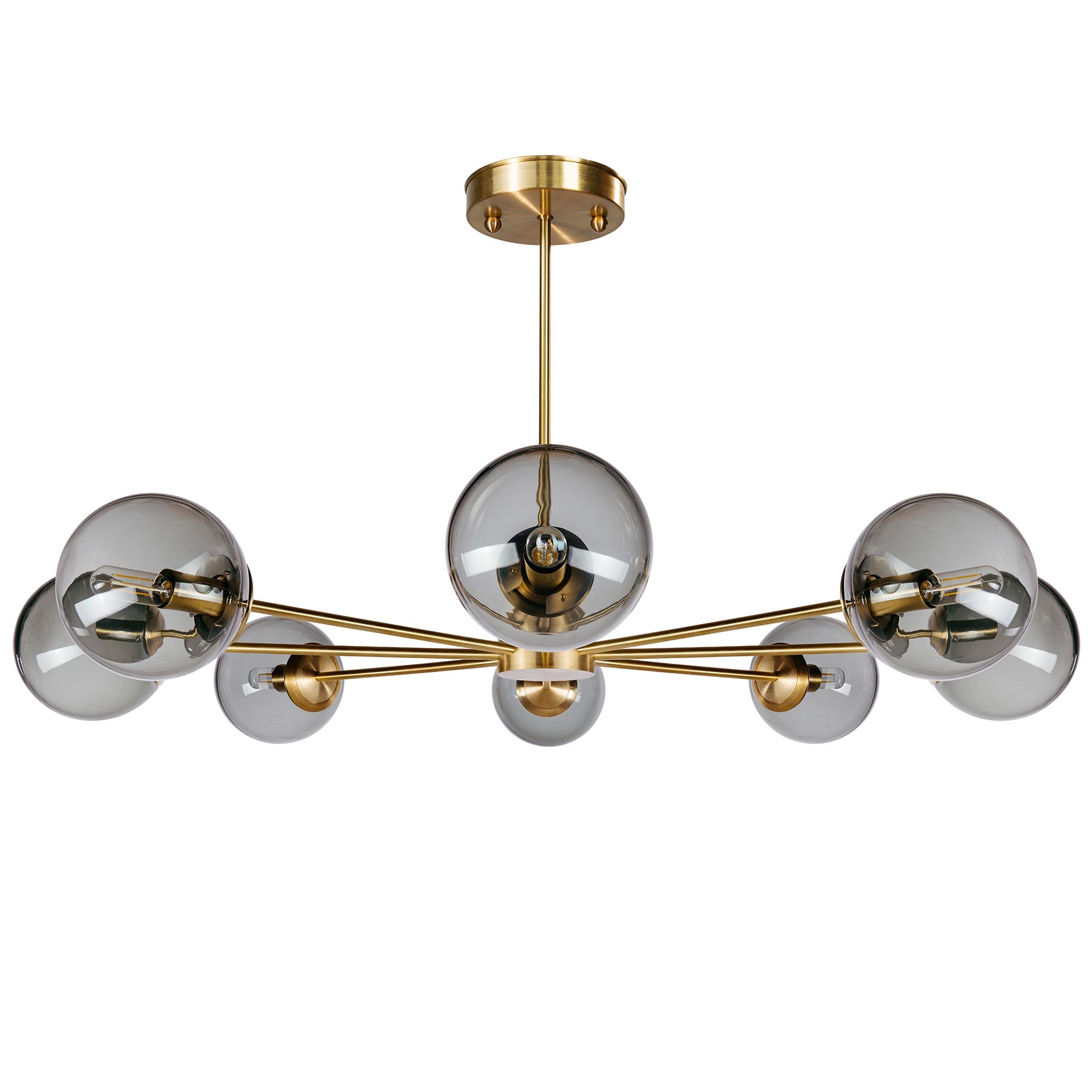 Achtarmiger Stern-Leuchter mit 15 cm-Glaskugeln