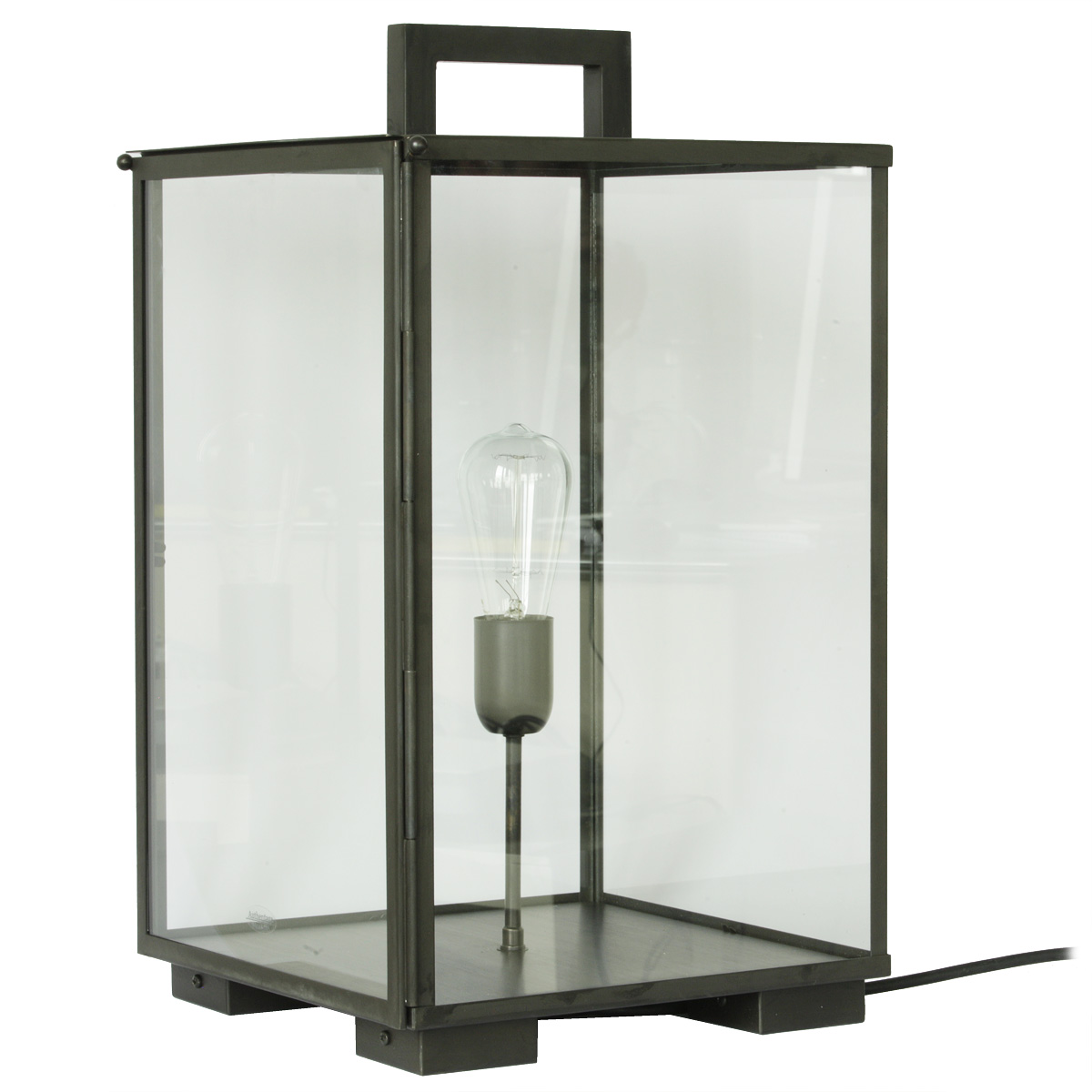 Large brass and glass box table lantern VITRINE Large brass and glass box table lantern VITRINE
